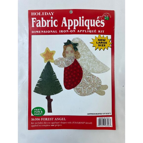 Holiday Fabric Appliqué Kits Snowman Santa Angel Dimensional Easy Iron-On Craft - Picture 4 of 7